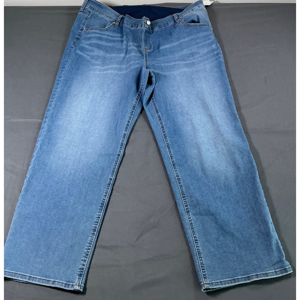 Time and Tru Maternity Straight Leg Jeans XXL 20 Light Wash Comfort Belly Band‎